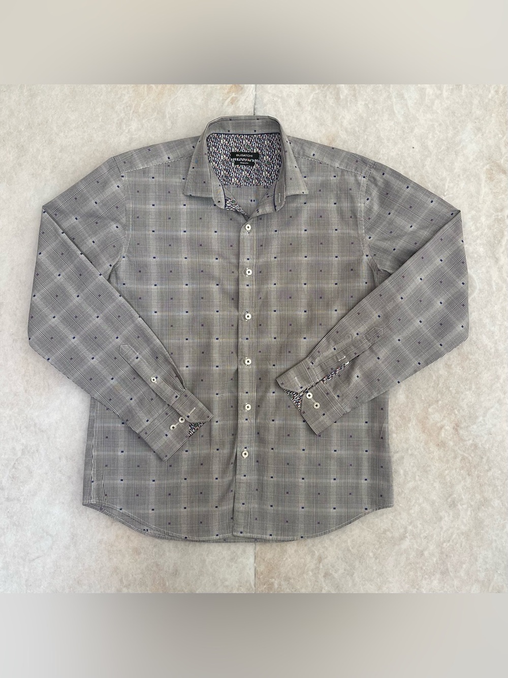 Bugatchi Gray Plaid Shirt (SKU646)